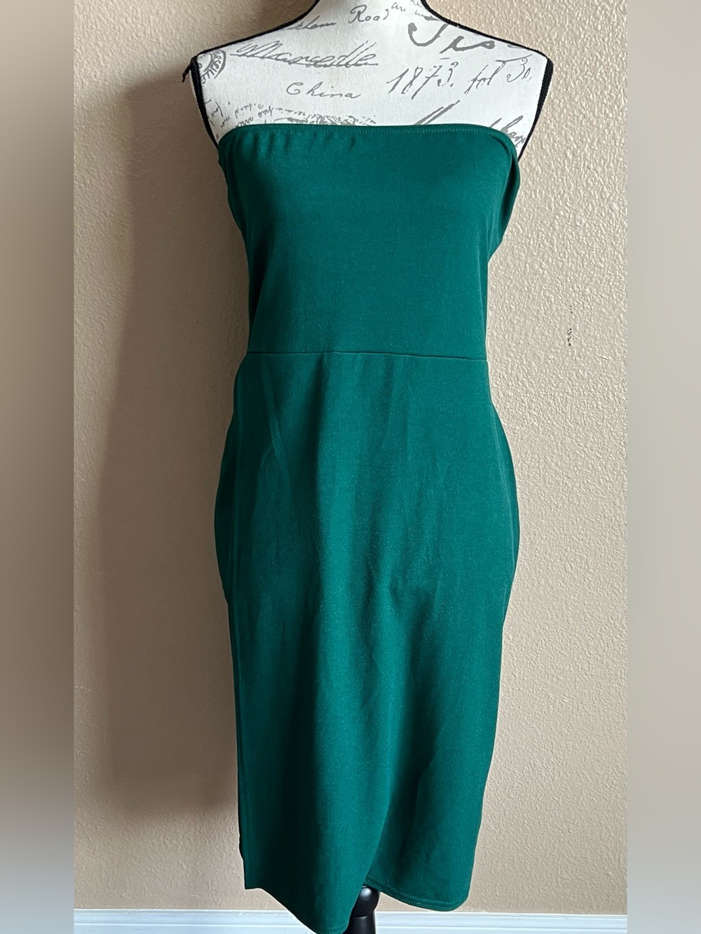 Pretty Little Things Women's Strapless Green Extreme Split Bandeau Dress Sz 12